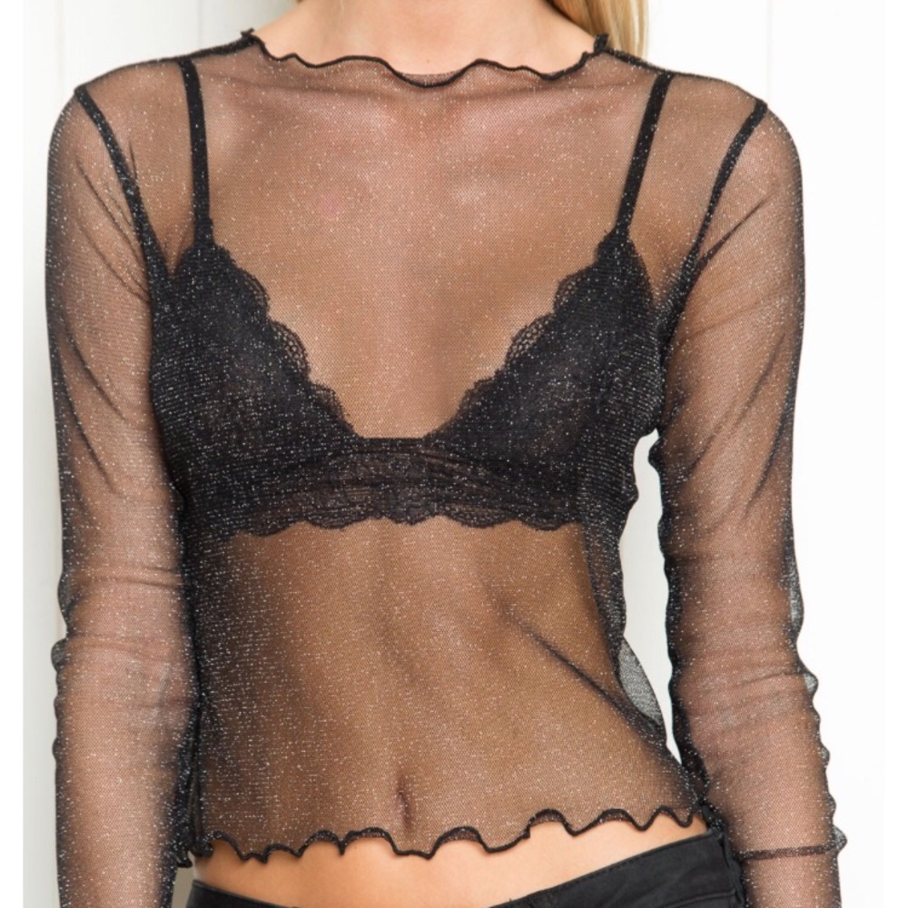 Brandy Melville Rene Black Glitter Top